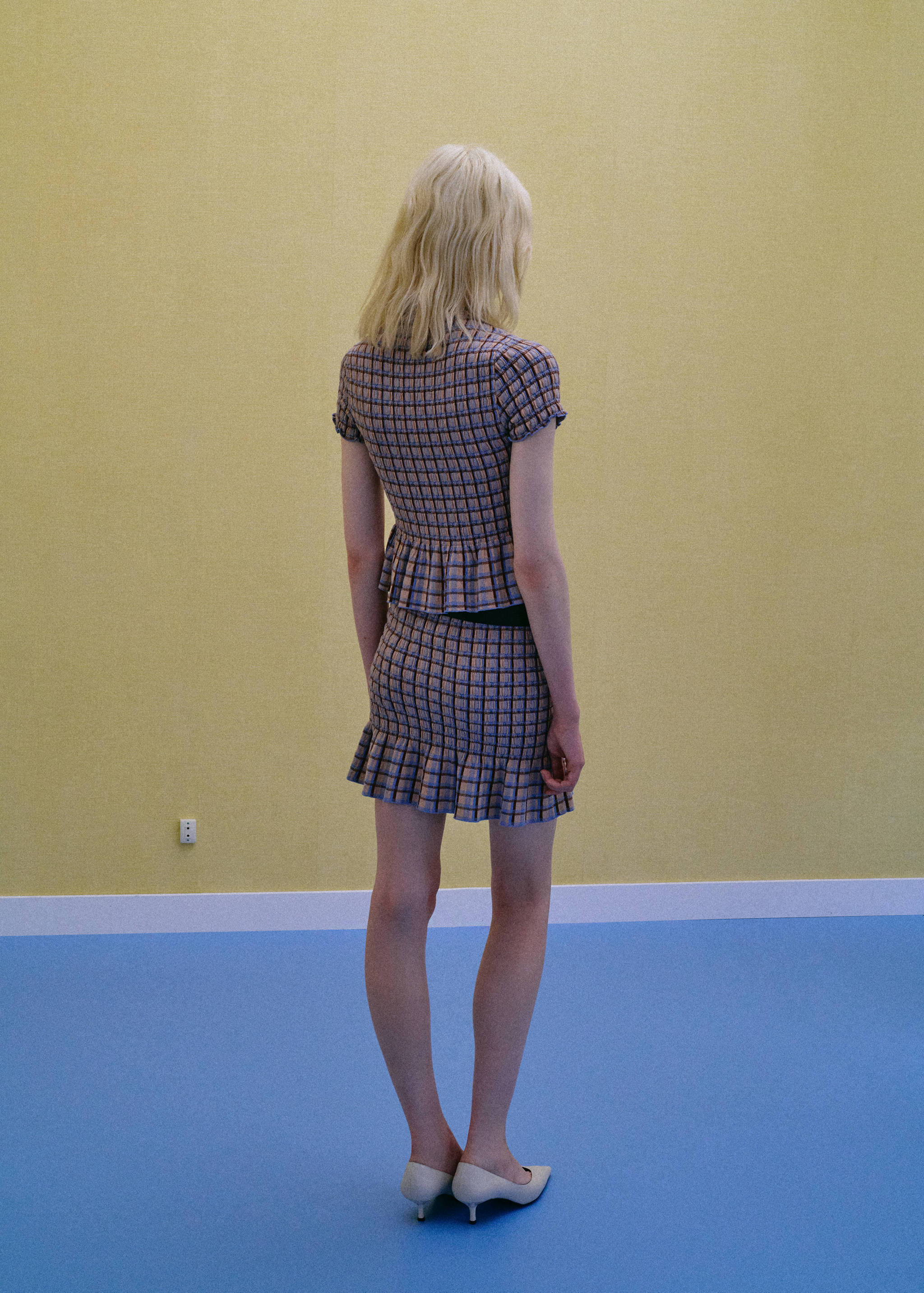 Fine knit checked skirt - Reverse of the article