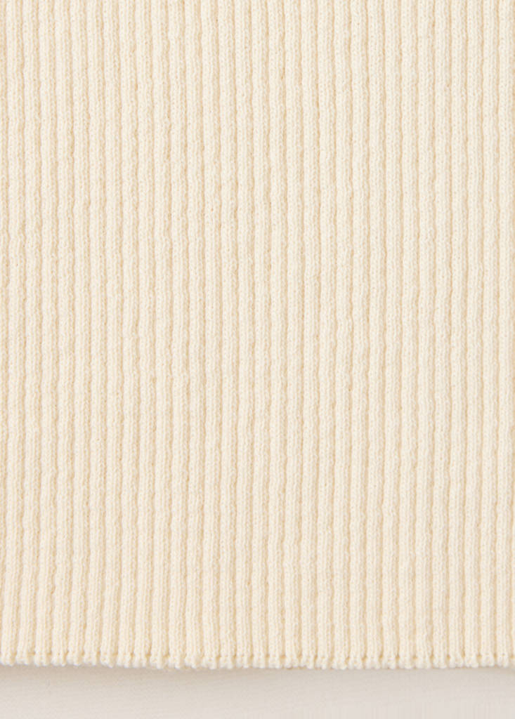 Ribbed knit top with lace details — Ecru