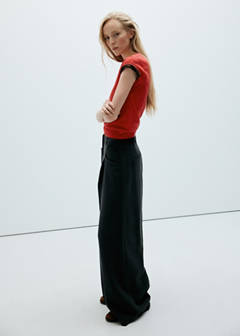 Wide leg pleated trousers — Black 2