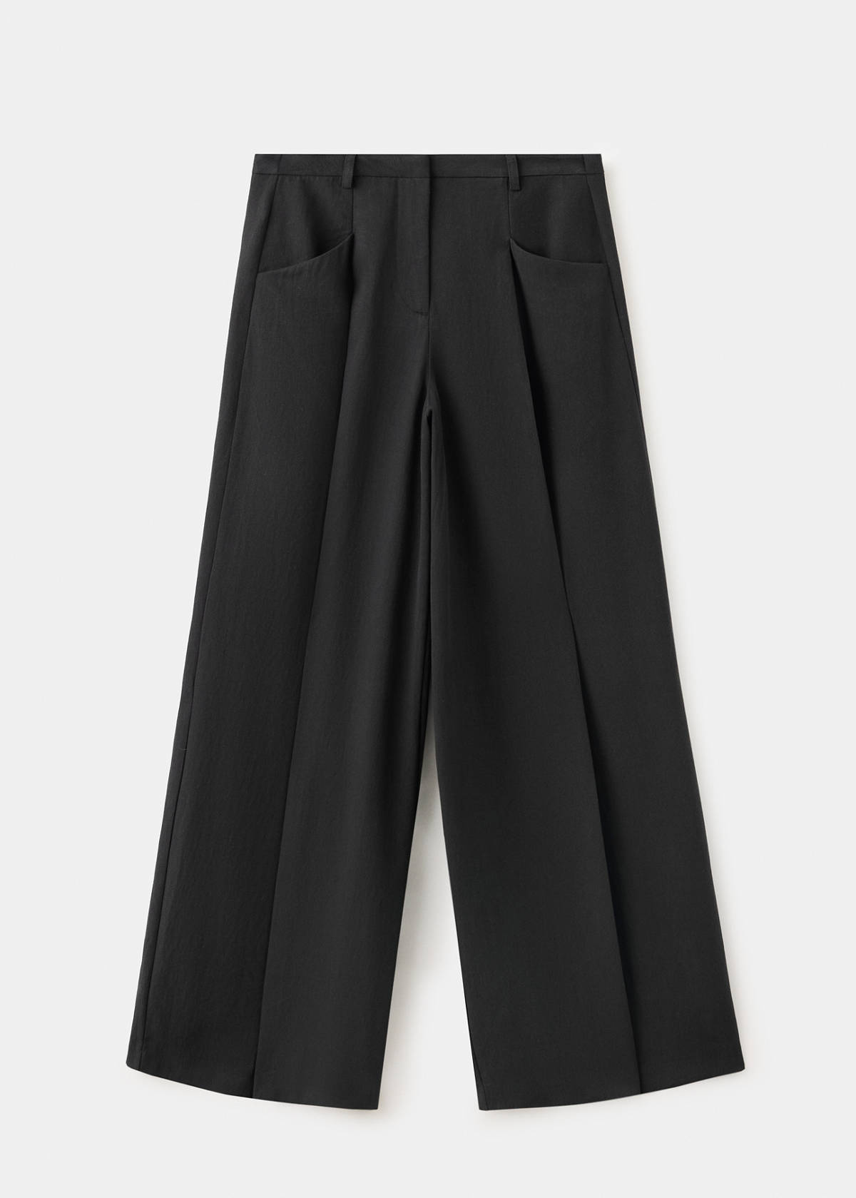 Wide leg pleated trousers — Black