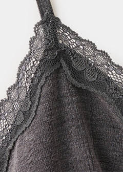V-neck lace top — Grey 6