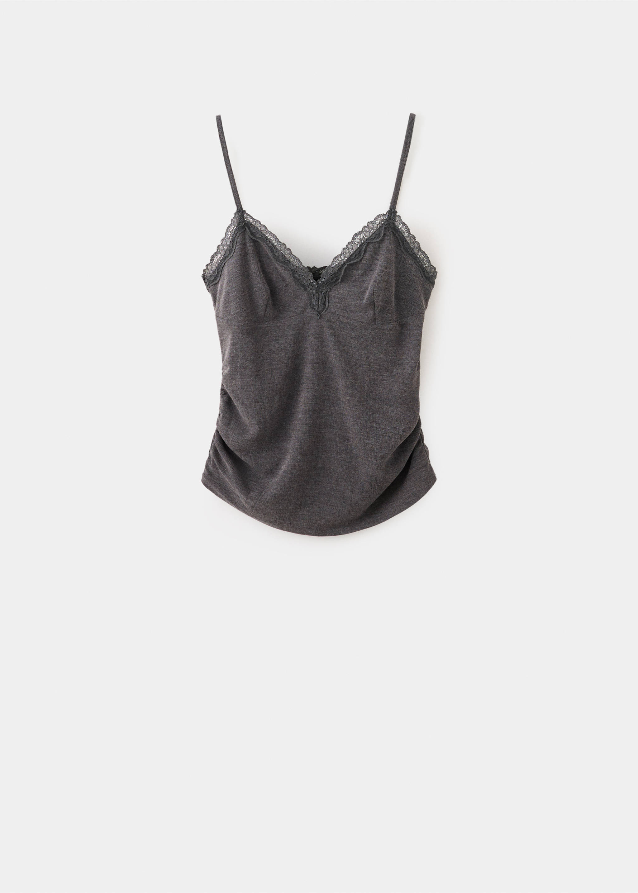 Top cuello pico encaje - Artículo sin modelo, Gris. Ref: 37064110-00.