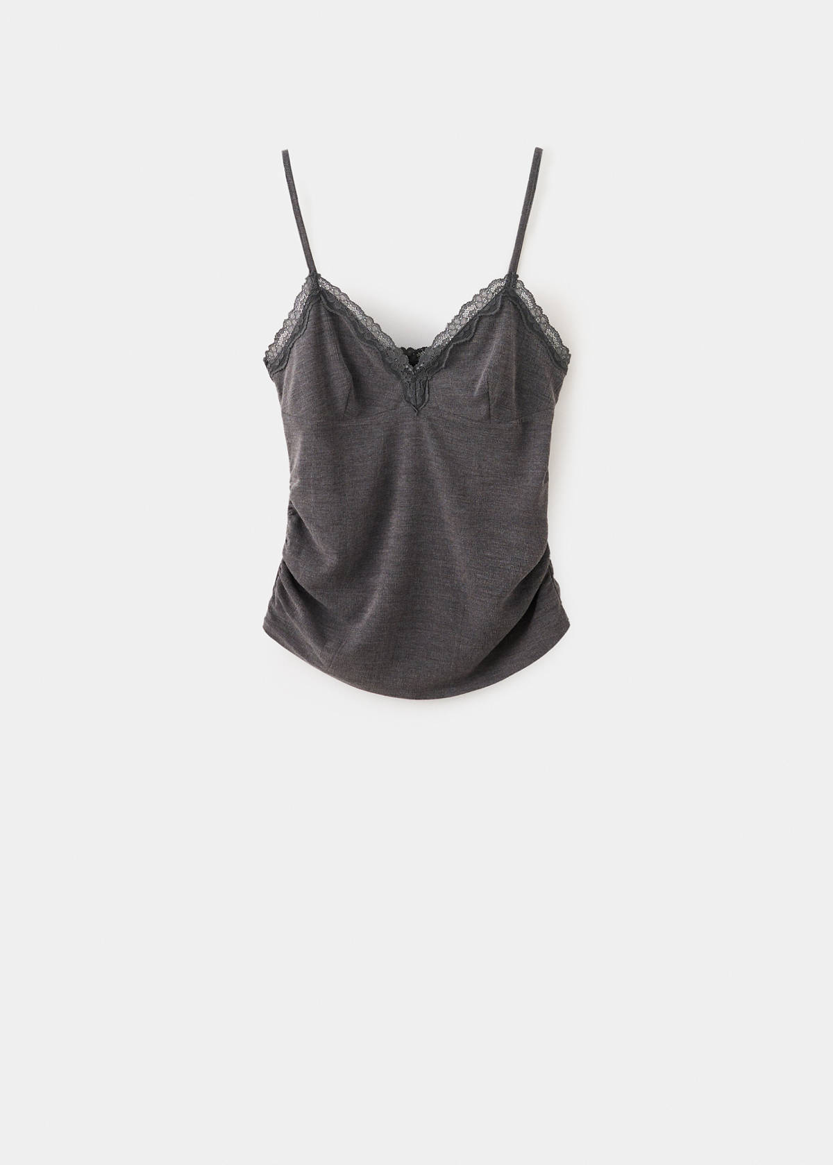 V-neck lace top — Grey