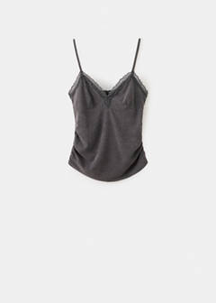 V-neck lace top — Grey 5