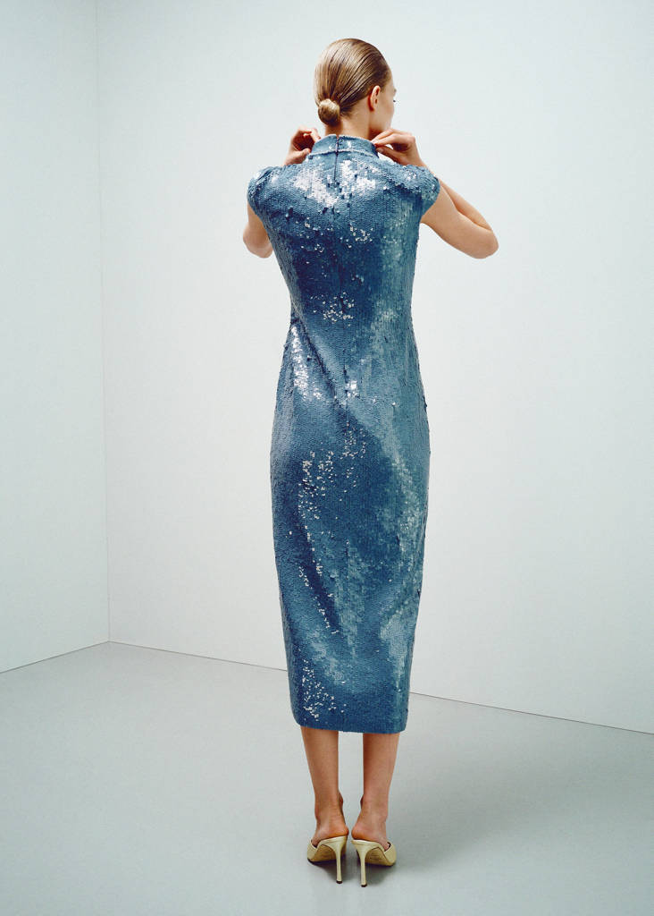 Sequin embroidered dress — Sky Blue