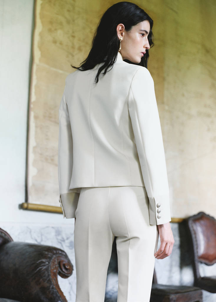 Jacket with jewel-button strip collar — Off White