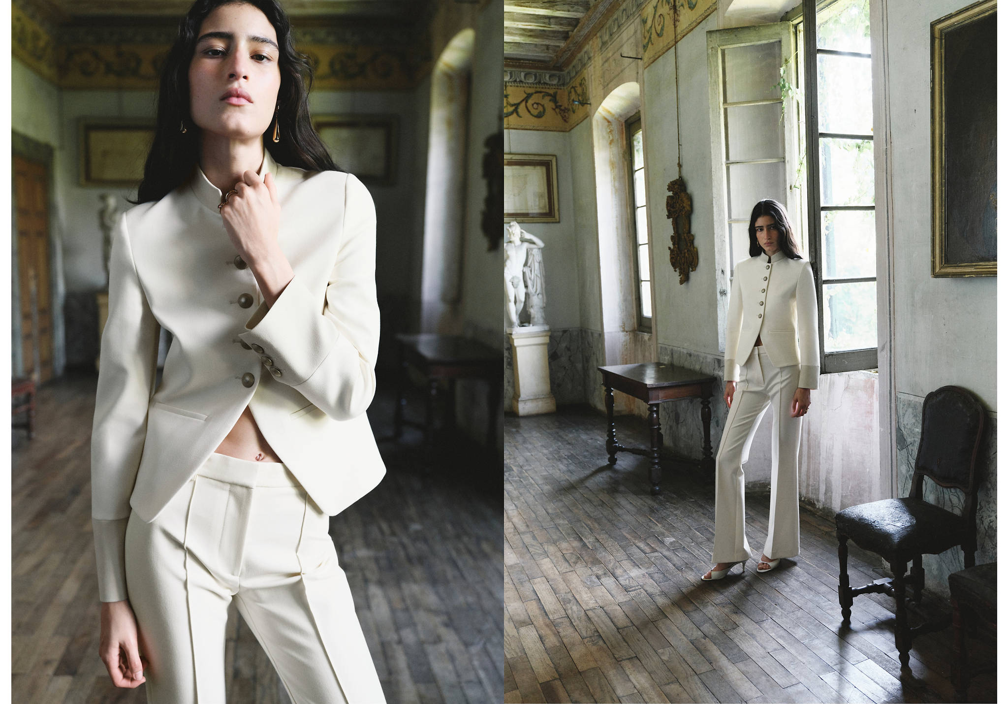 Jacket with jewel-button strip collar - Panoramic plane