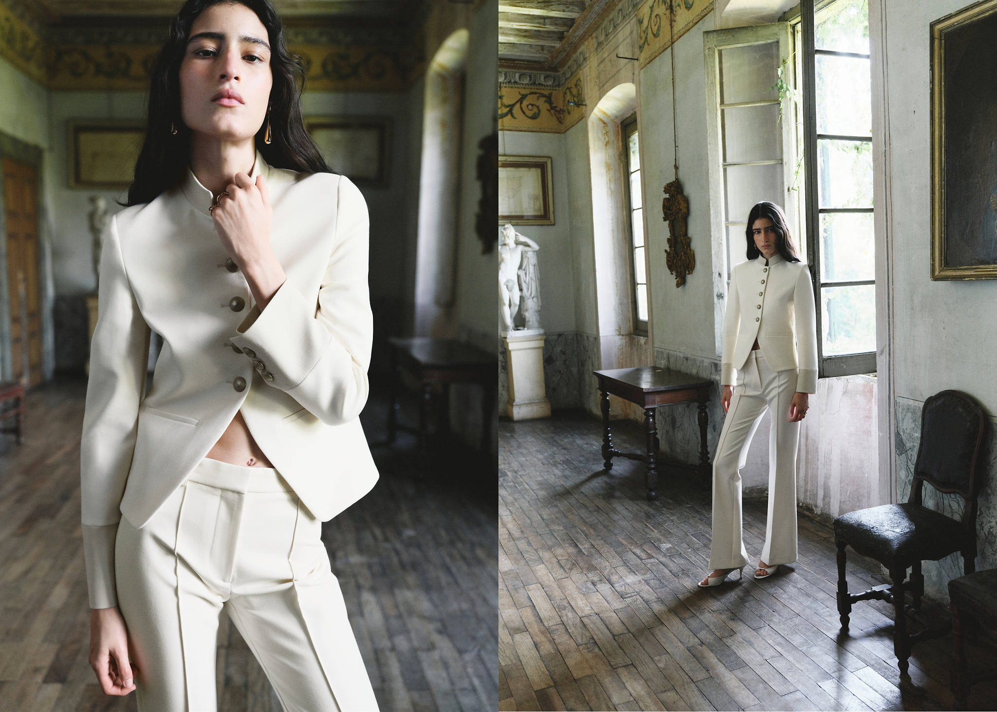 Jacket with jewel-button strip collar - Panoramic plane
