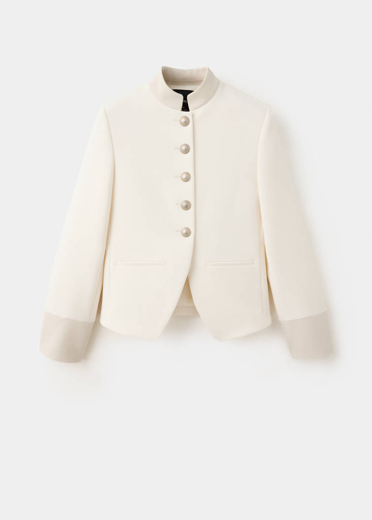 Jacket with jewel-button strip collar — Off White