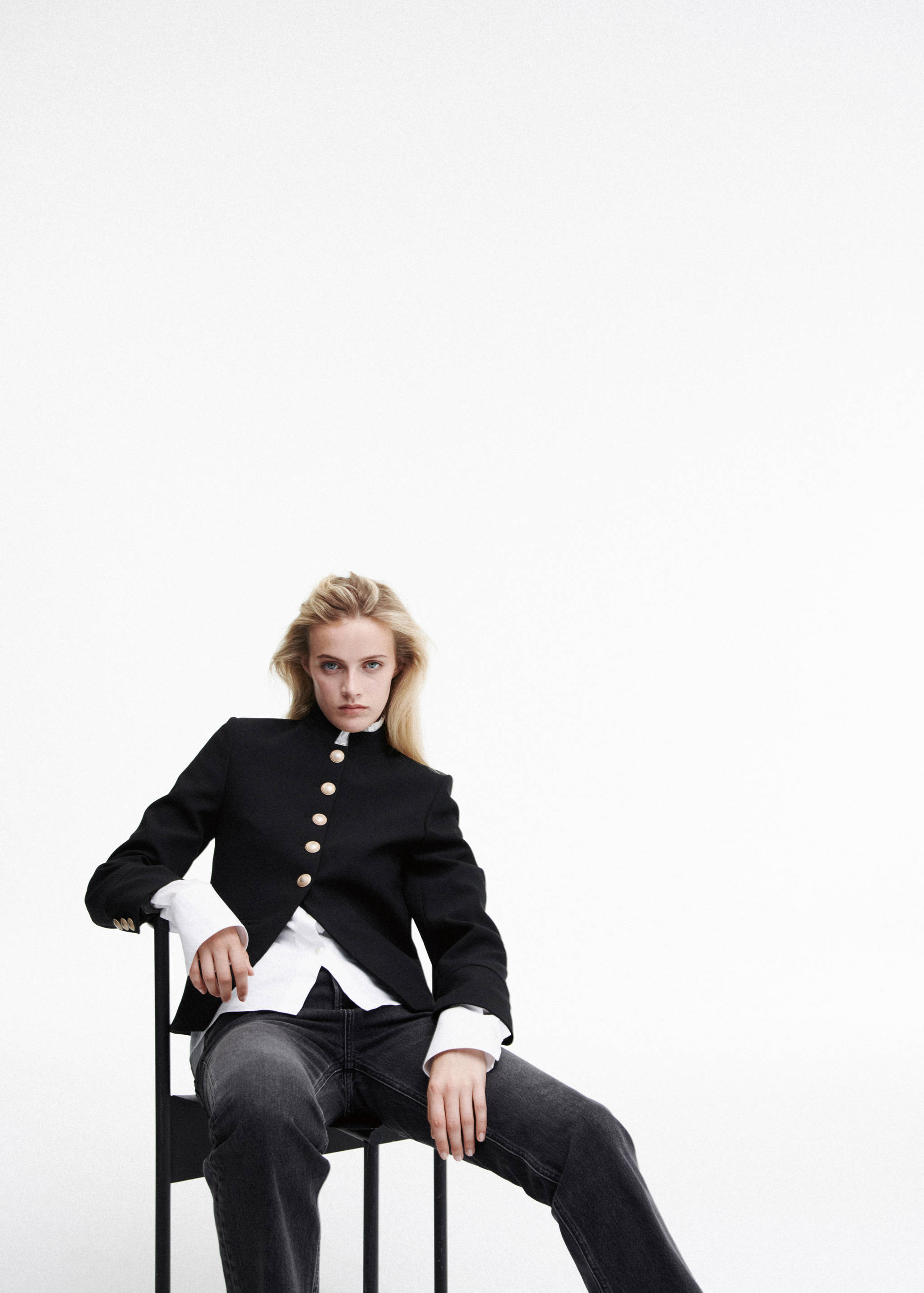 Veste à col officier boutons bijoux - Plan général