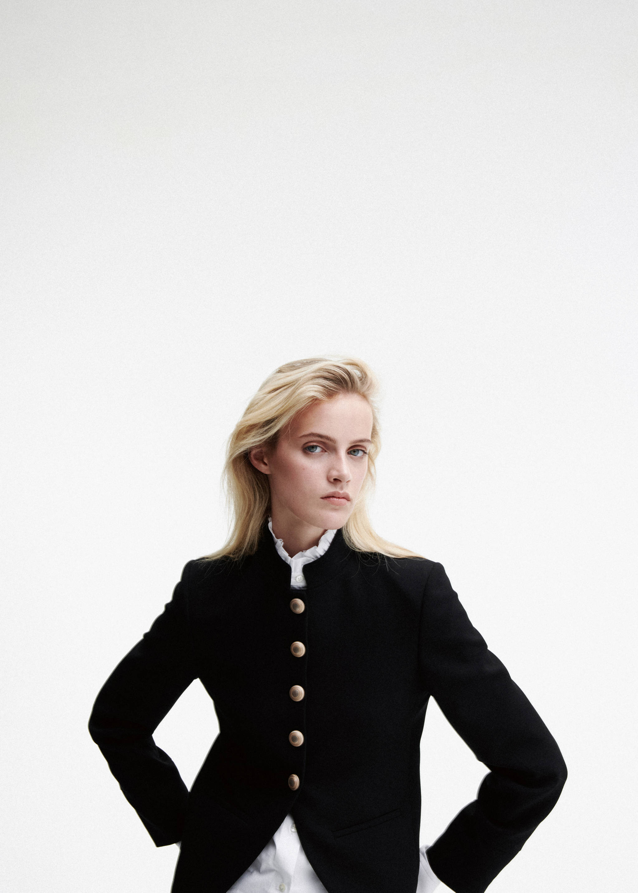 Veste à col officier boutons bijoux - Plan moyen