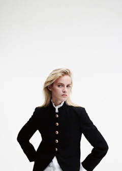 Jacket with jewel-button strip collar — Black 1