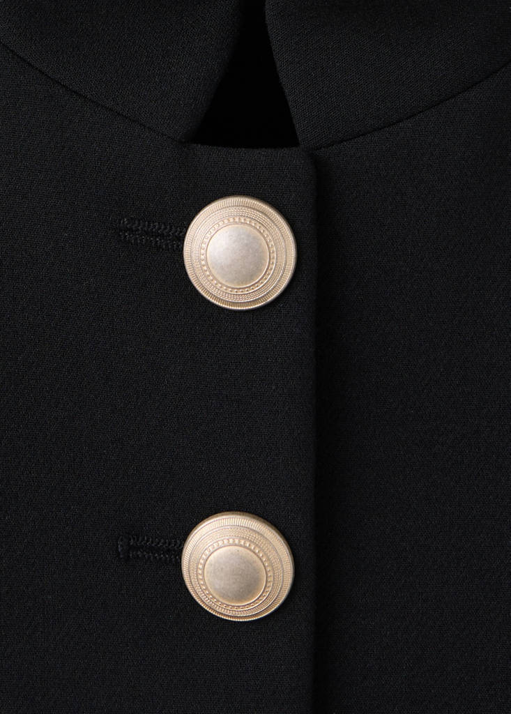 Jacket with jewel-button strip collar — Black