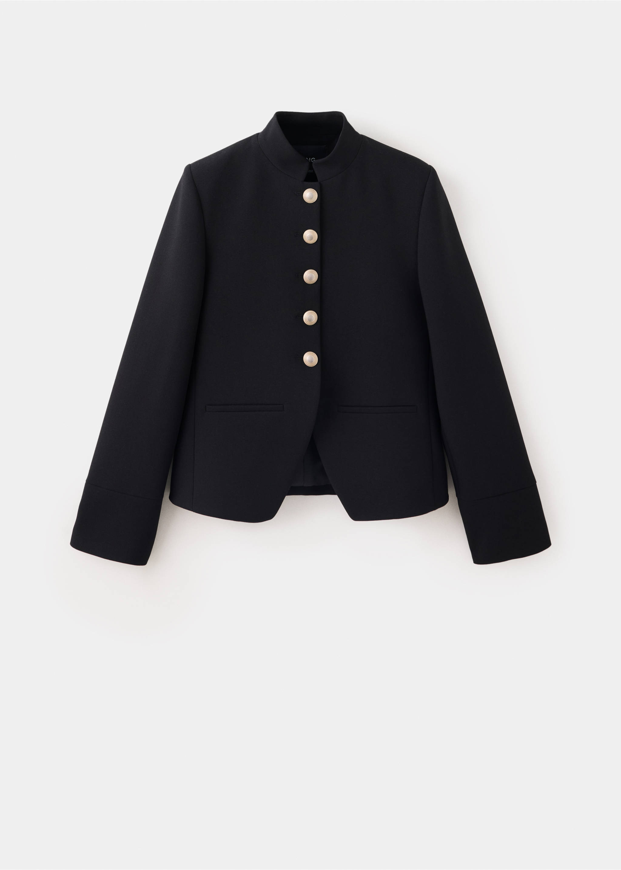 Jacket with jewel-button strip collar - Article without model, Black. Ref: 37064112-00.