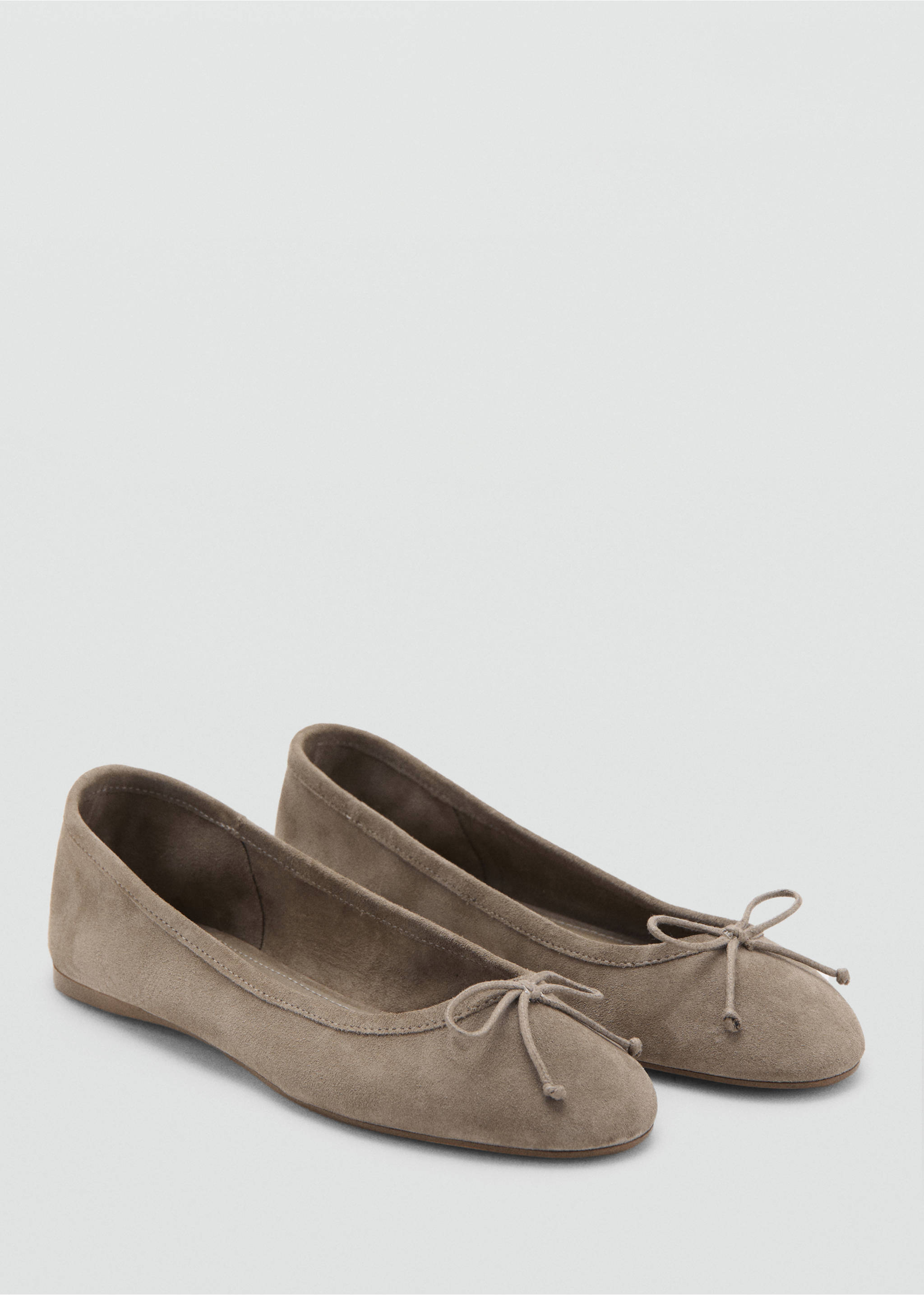 Leather ballet flats with bow - Medium plane, Light/Pastel Brown. Ref: 37064114-00.