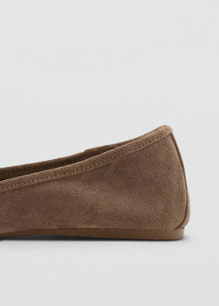 Leather ballet flats with bow — Light/Pastel Brown