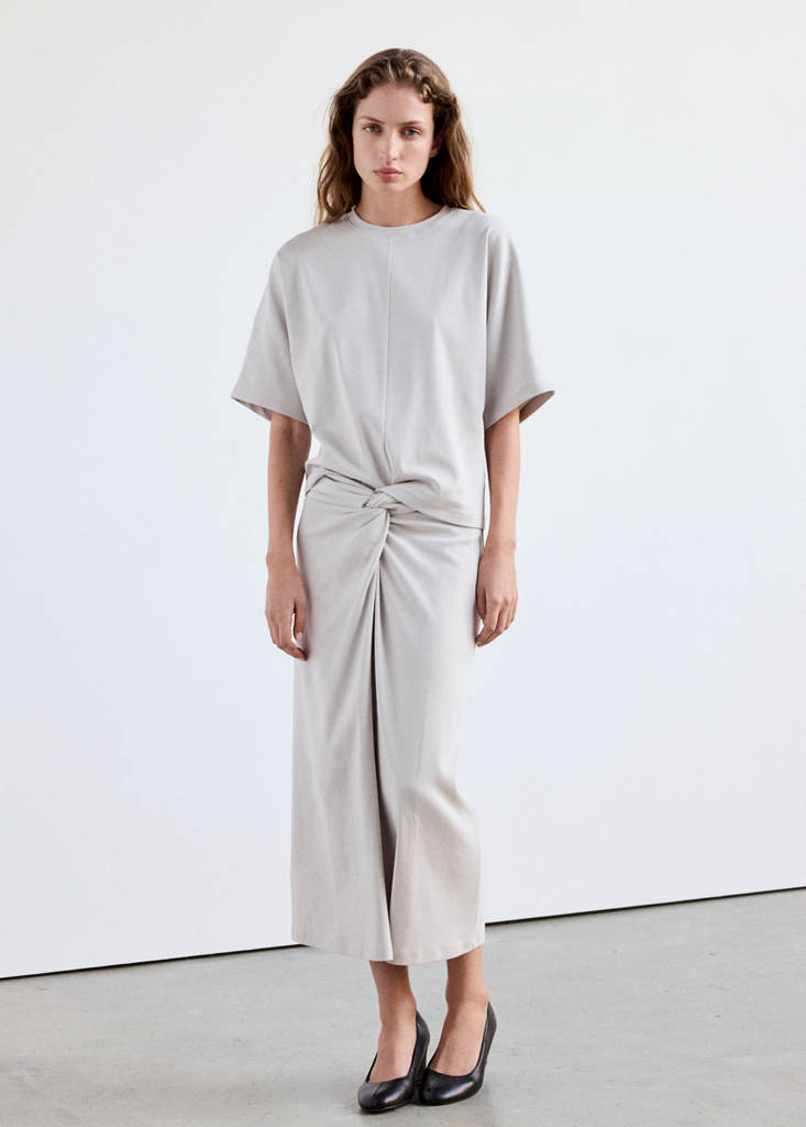 Midi skirt with knot detail — Grey