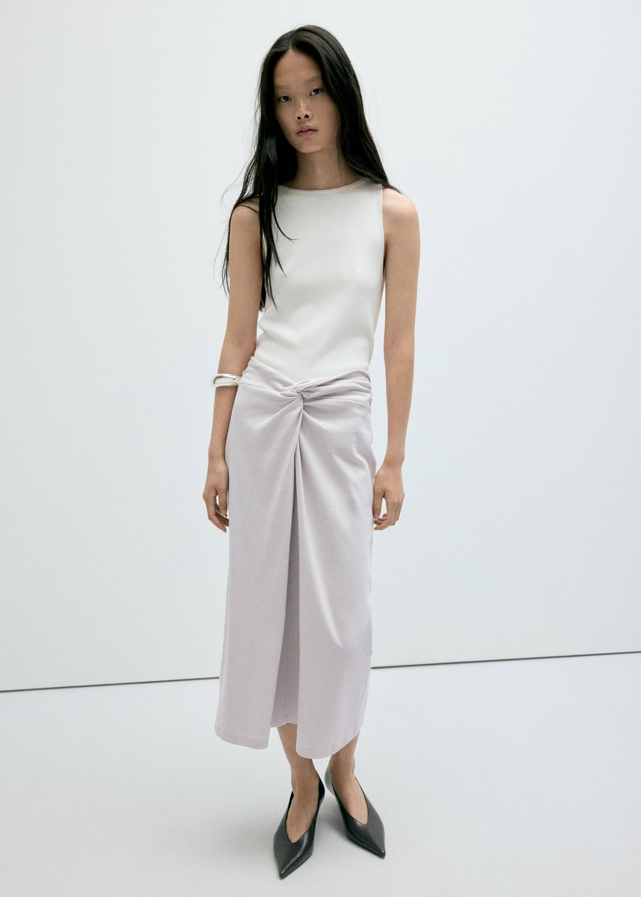 Midi skirt with knot detail - General plane