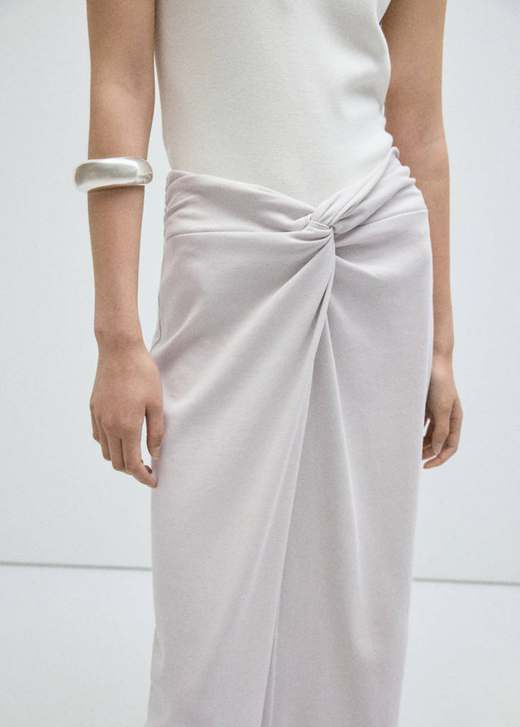 Midi skirt with knot detail — Grey