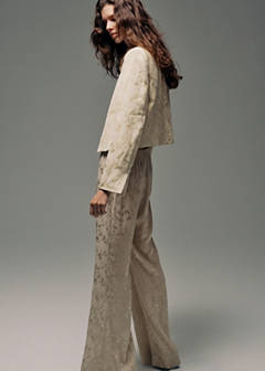 Straight-cut jacquard trousers — Ecru 4