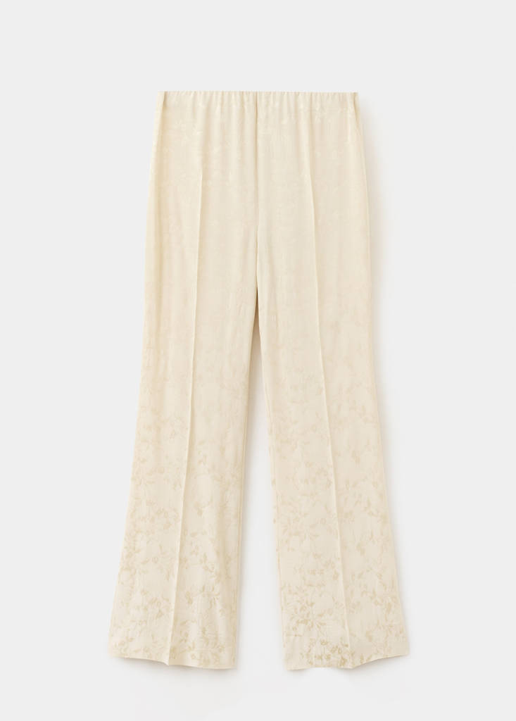 Straight-cut jacquard trousers — Ecru