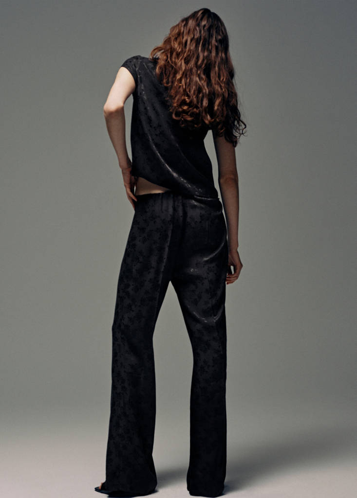 Straight-cut jacquard trousers — Charcoal