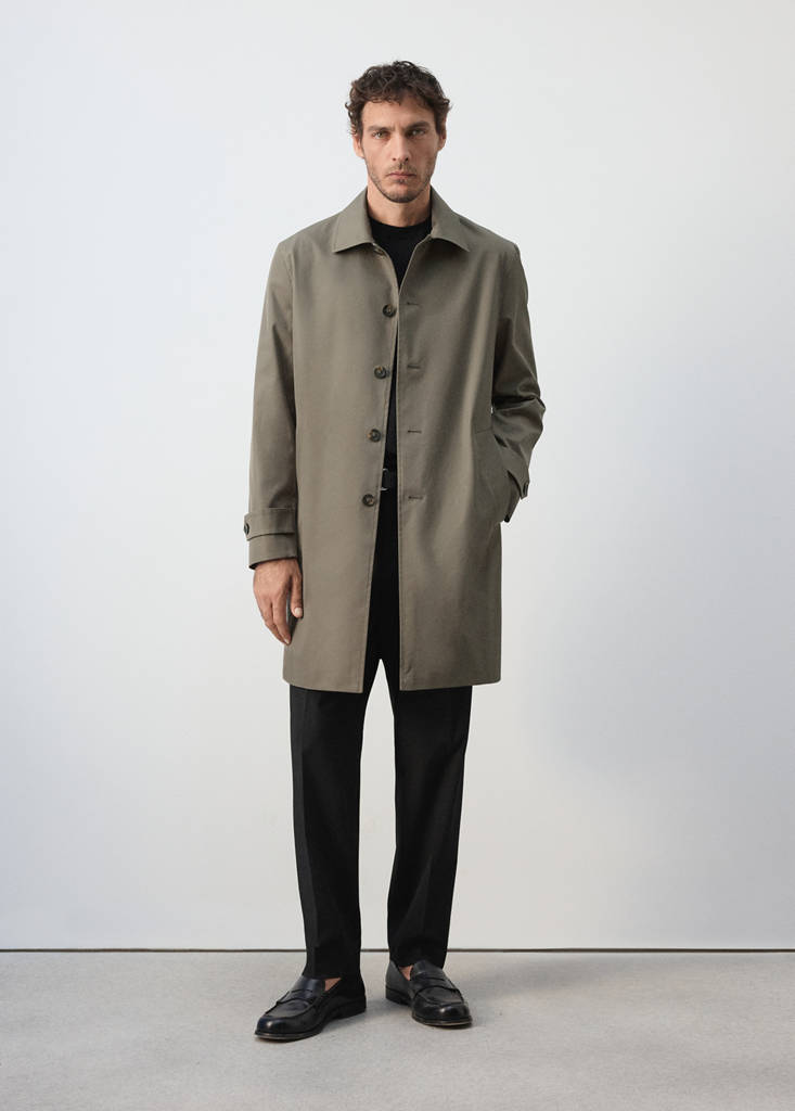 Water-repellent gabardine with pockets — Medium Brown