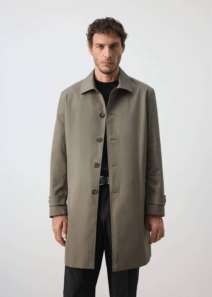 Water-repellent gabardine with pockets — Medium Brown