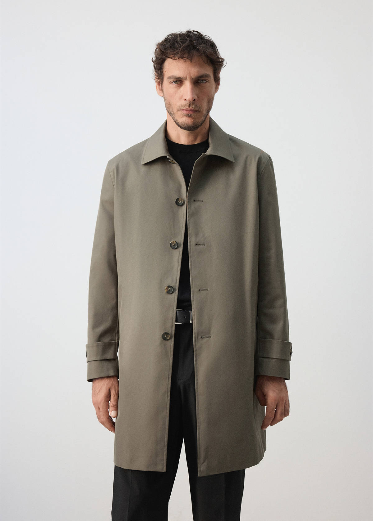 Water-repellent gabardine with pockets — Medium Brown