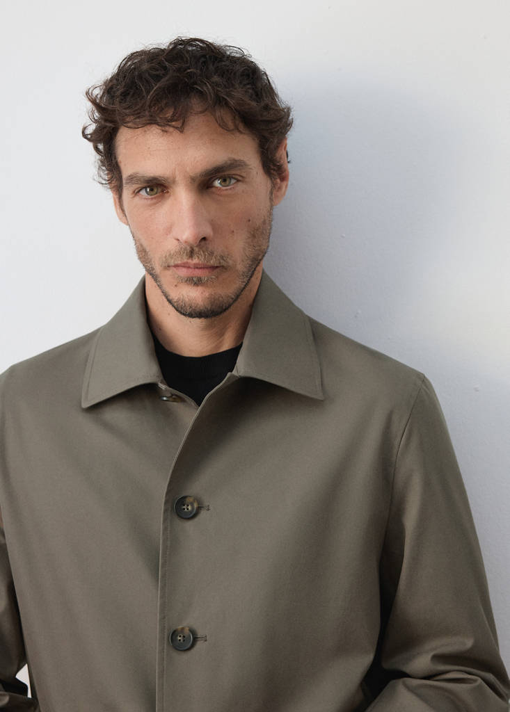 Water-repellent gabardine with pockets — Medium Brown