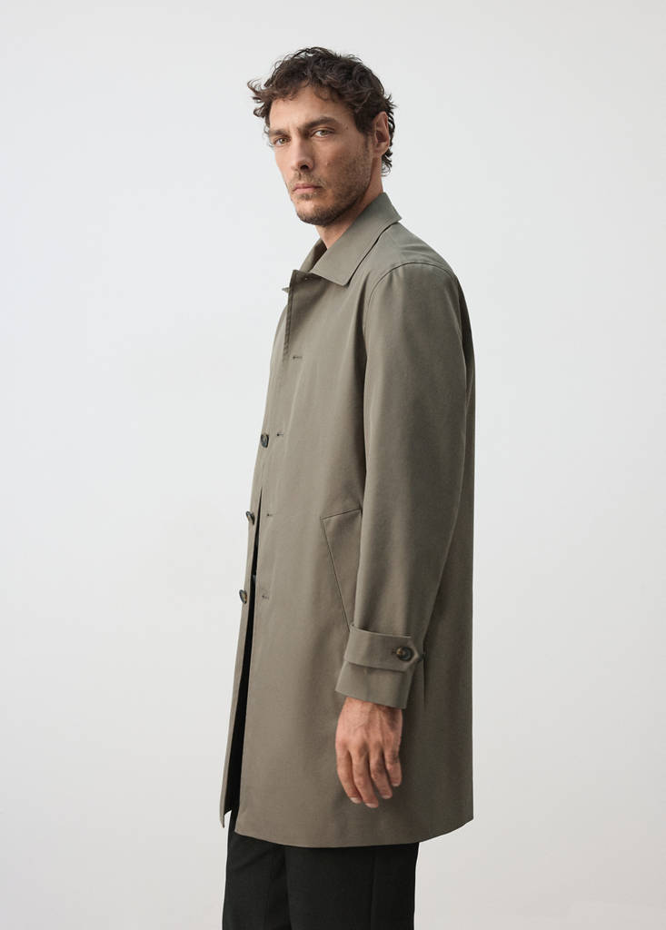 Water-repellent gabardine with pockets — Medium Brown