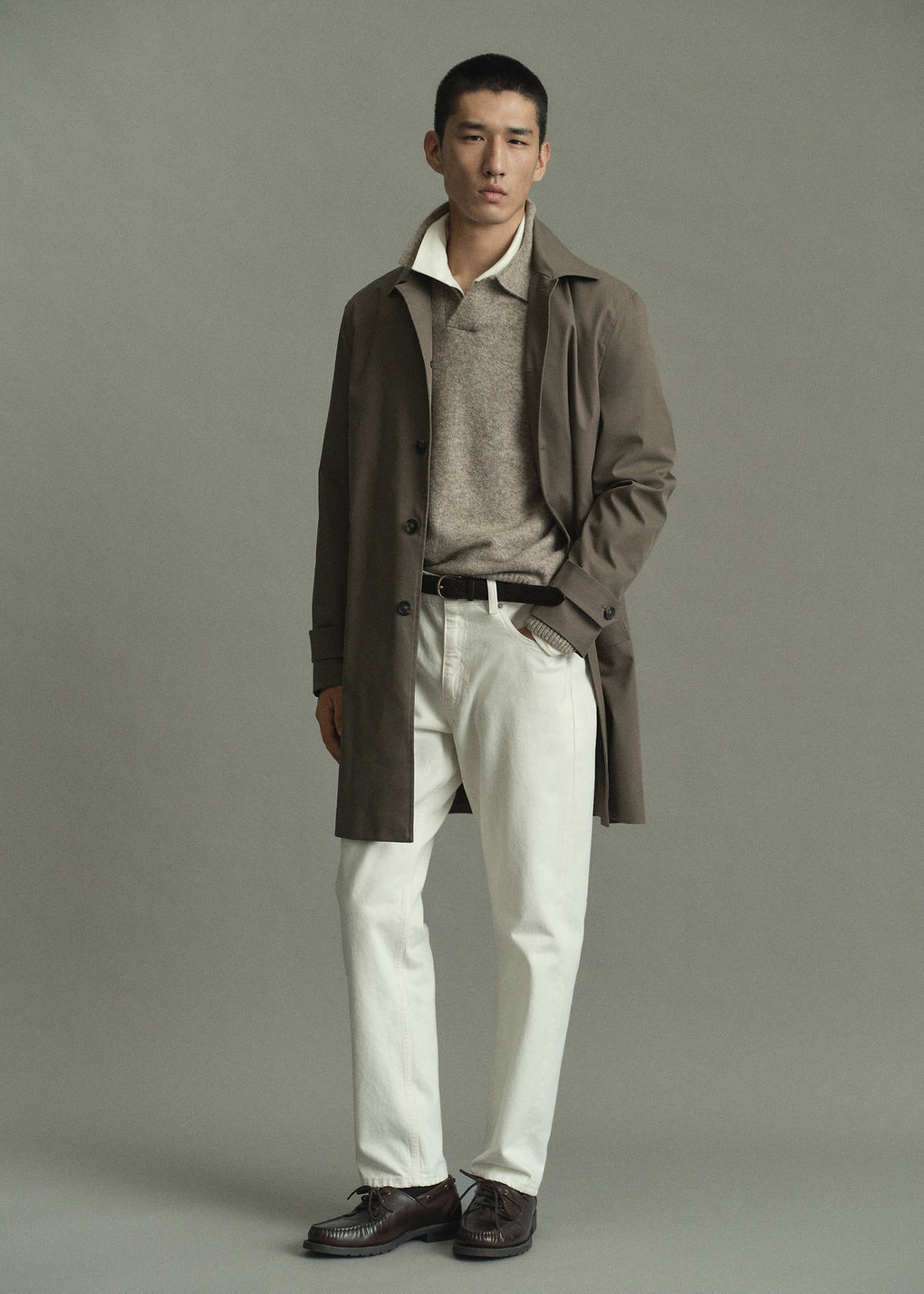 Water-repellent gabardine with pockets — Medium Brown