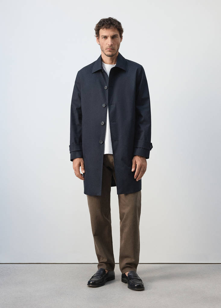 Water-repellent gabardine with pockets — Night Blue