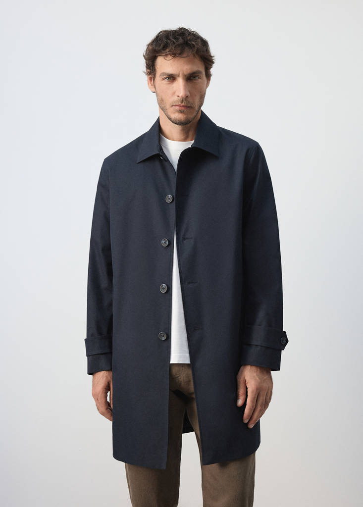 Water-repellent gabardine with pockets — Night Blue