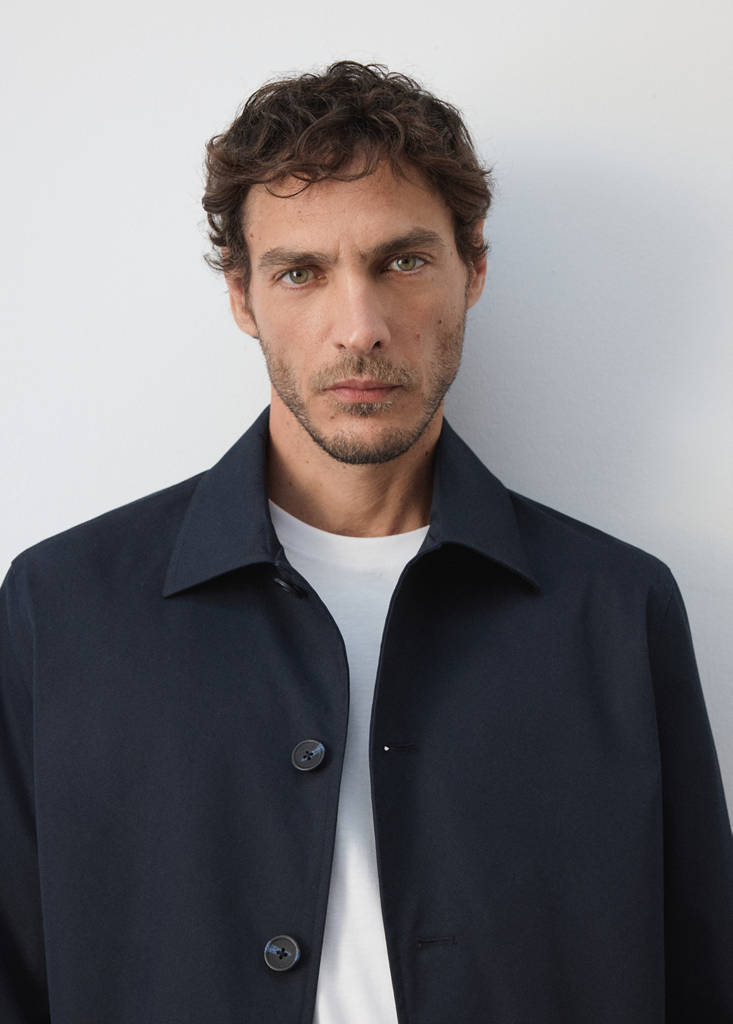 Water-repellent gabardine with pockets — Night Blue