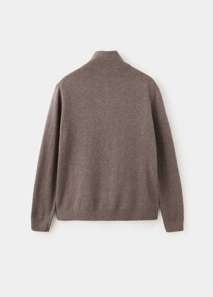 Zipped knit cardigan — Brown