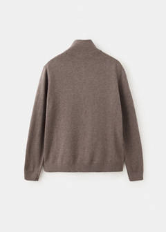 Zipped knit cardigan — Brown 7