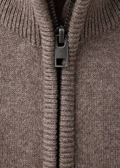 Zipped knit cardigan — Brown 6