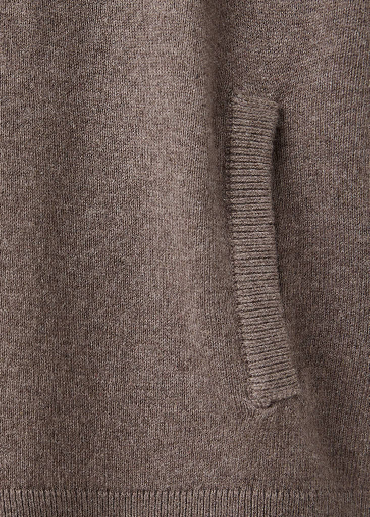 Zipped knit cardigan — Brown