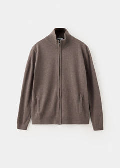 Zipped knit cardigan — Brown 3