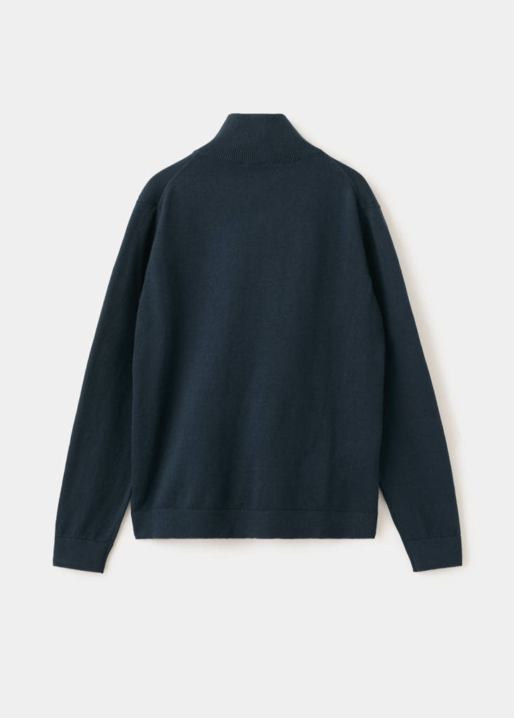 Zipped knit cardigan — Dark Navy