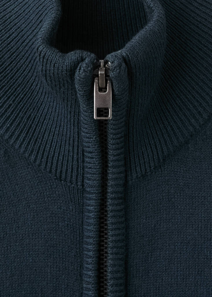 Zipped knit cardigan — Dark Navy