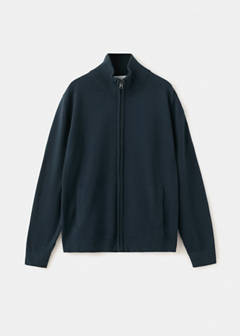 Zipped knit cardigan — Dark Navy 1
