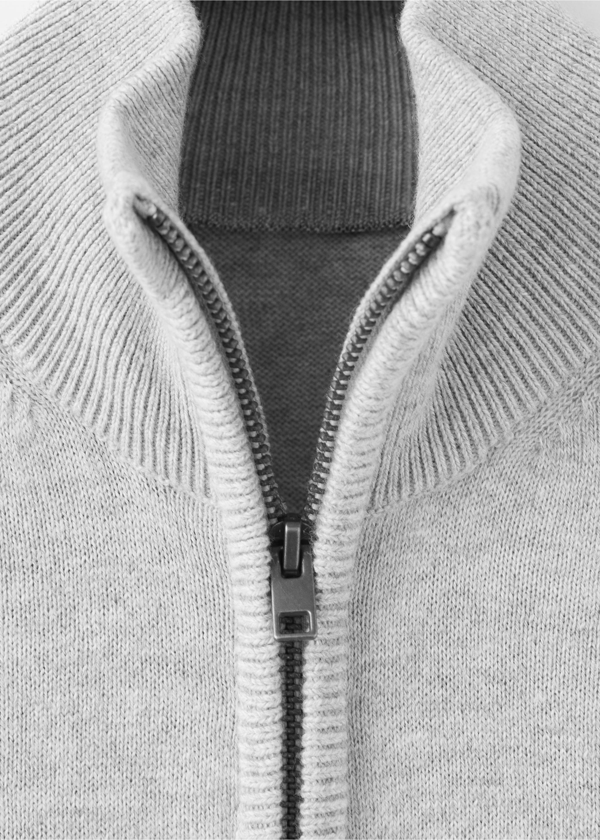 Zipped knit cardigan - Details of the article 8, Grey. Ref: 37064403-00.