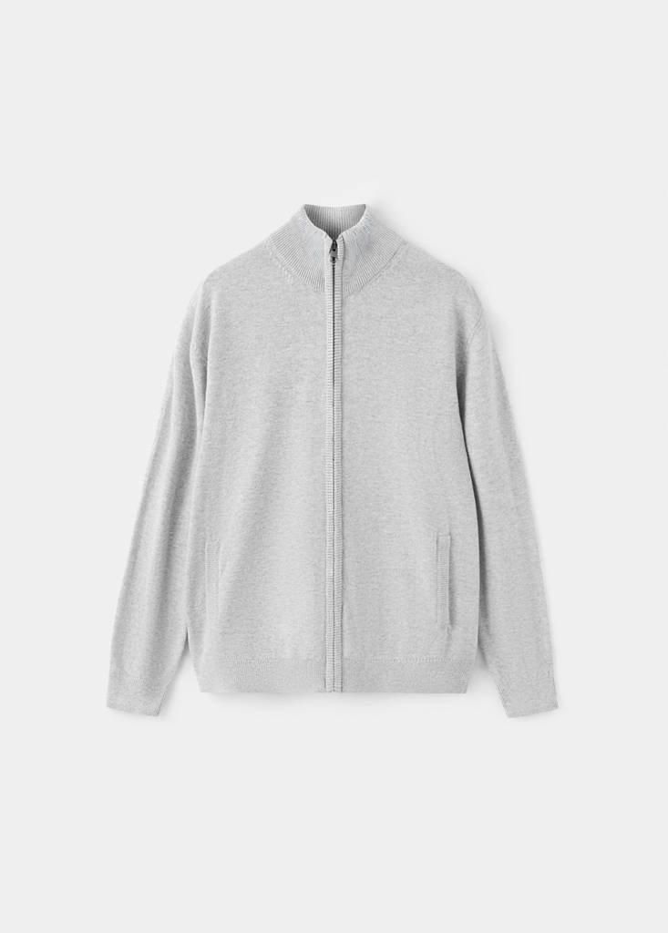 Zipped knit cardigan — Grey
