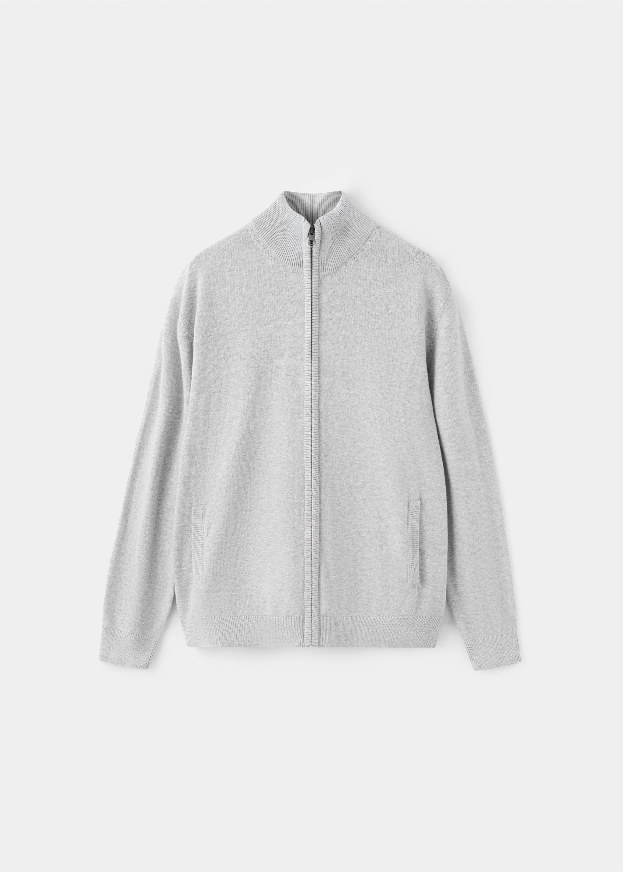 Zipped knit cardigan - Article without model, Grey. Ref: 37064403-00.