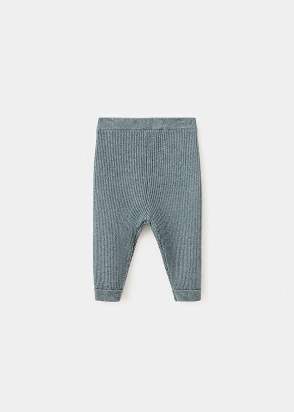 Ribbed knitted leggings — Green