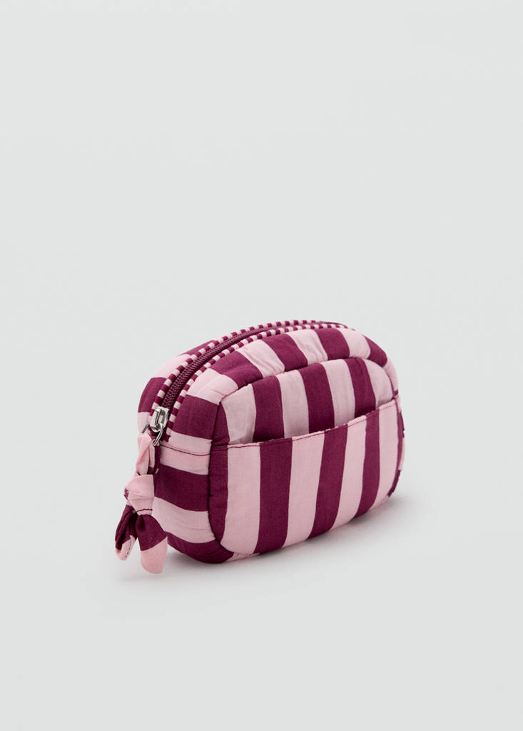 Striped cotton toiletry bag — Pink