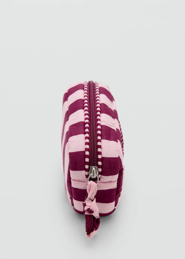 Striped cotton toiletry bag — Pink