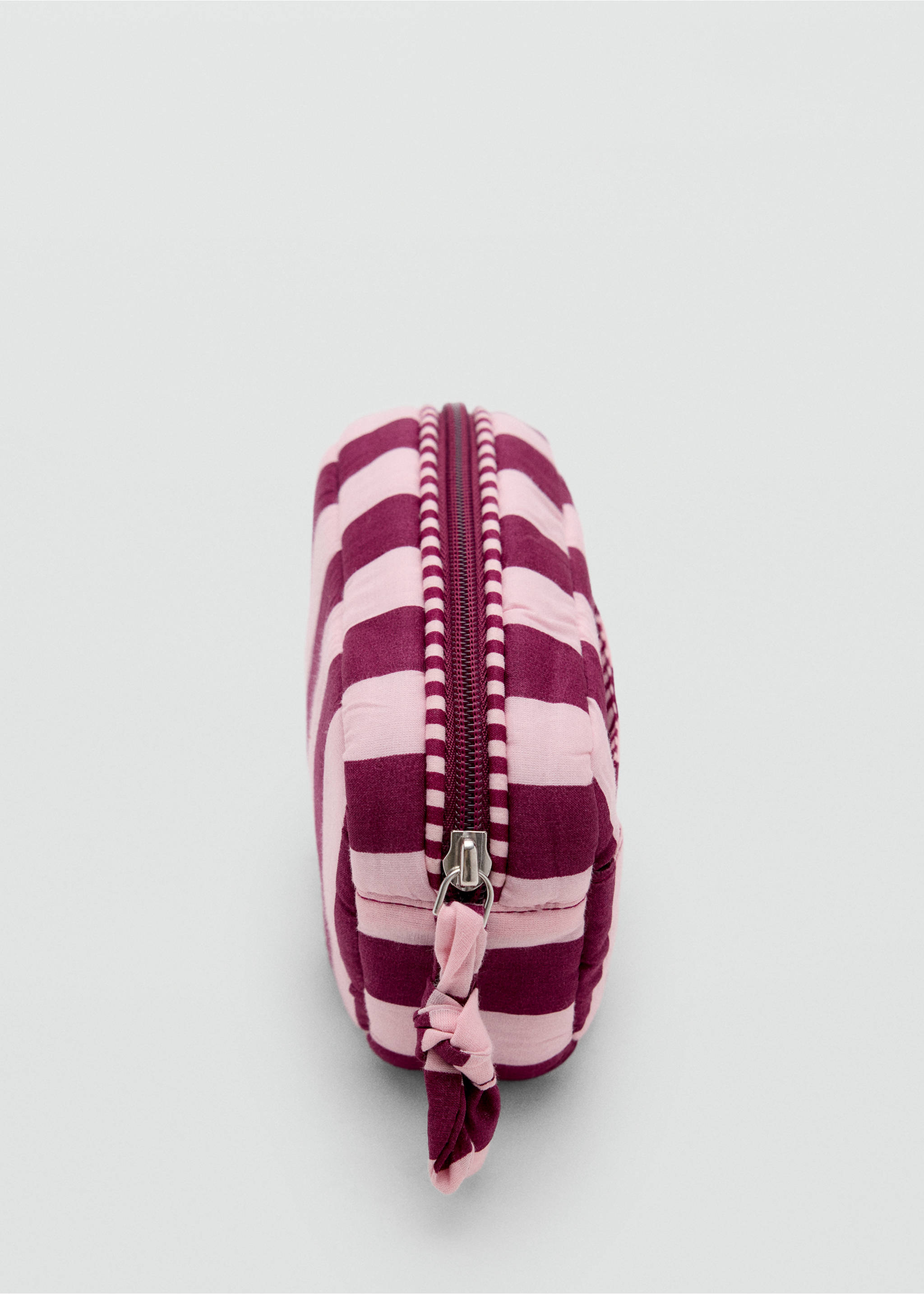 Striped cotton toiletry bag - Details of the article 1, Pink. Ref: 37064408-00.